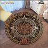 Ancient Aztec Ethnic Tribal Mayan Calendar Print Round Rugs Living Room Round Carpet Rugs Bedroom Chair Mat