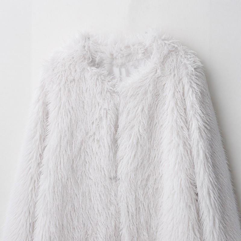 Womens Lazy Style Faux Fur Lined Coat Loose Fit Stand Collar Winter Outwear