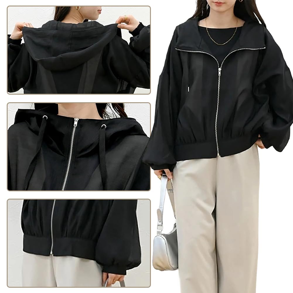 Прозрачный УФ Солнце Прозрачный Однотонный Длинный Кондиционер УФ Лето Свободный Крой [NOLCCTN] Женский Блузон, Защита, Защита, Худи, Блузон, Джемпер, Цвет,