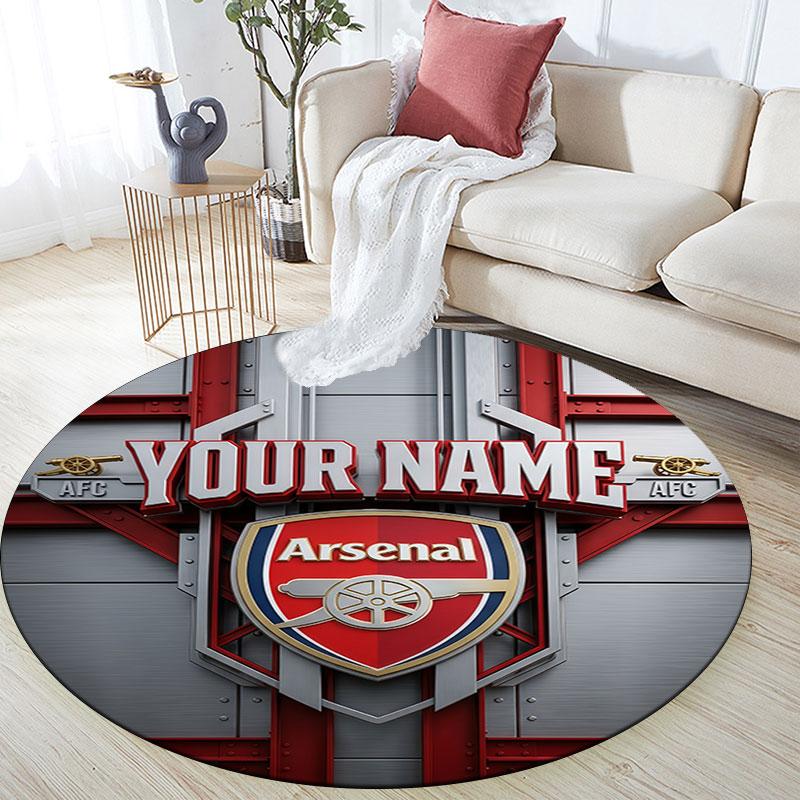 Custom Name,North London Gunners Arsenal pattern round rug,Carpet Rug for Living Room Bedroom Playroom ,Non-slip Floor Mat,Holiday Gifts and Birthday