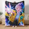 K-POP Аниме Девичья Группа  Четыре Сезона Мягкое Теплое Одеяло  Всесезонное Толстое Вязаное Полиэстеровое Покрывало для Кровати, Кемпинга, Путешествий  Идеальный Подарок