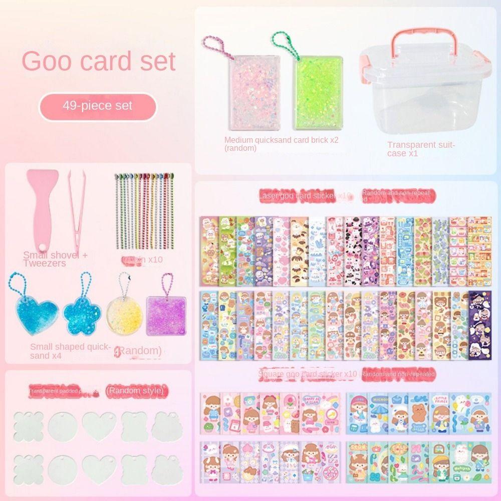 Акриловый набор для самостоятельного изготовления брелока, мультяшная наклейка, набор карточек Goo для школьников
