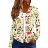 Women's Fashion Christmas Print Casual Zip-Up Long-Sleeved Hooded Jacket