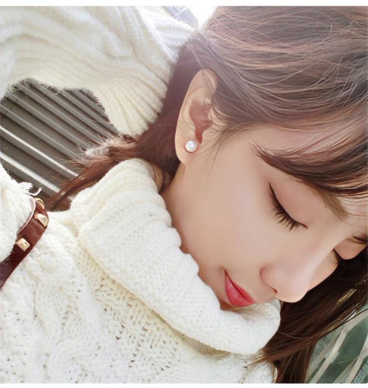 Серьги-пусеты из стерлингового серебра 925 пробы с пресноводным жемчугом - Модная бижутерия в корейском стиле для Рождества