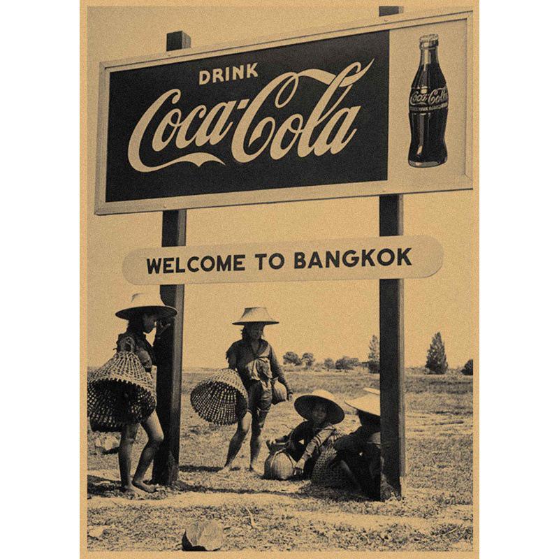 Vintage Republic of China Coca-Cola Poster: Retro Kraft Paper Wall Art for Bars, Restaurants, and Coffee Shops