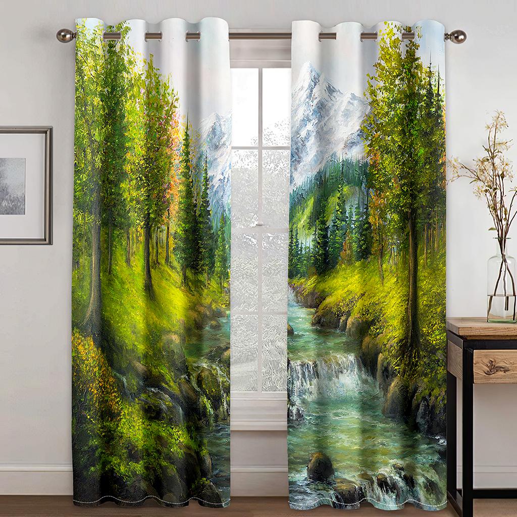 Причудливый пейзаж с рисунком животных 3D цифровая печать занавеска фантазийная сцена уединение слабое затемнение занавеска ткань две части