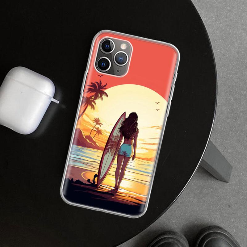 Surf Board Aesthetic Phone Case Cover for iPhone 18 11 12 13 Mini 14 15 Plus 16 Pro Max 17 Air 7 8 + SE Art Customized Fundas 11 12