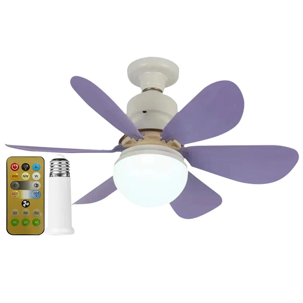 E27 Socket Fan LED Light E27 Base 42cm Indoor Ceiling Fan Light Dimmable Low Profile Ceiling Fan for Bedroom Living Room Kitchen