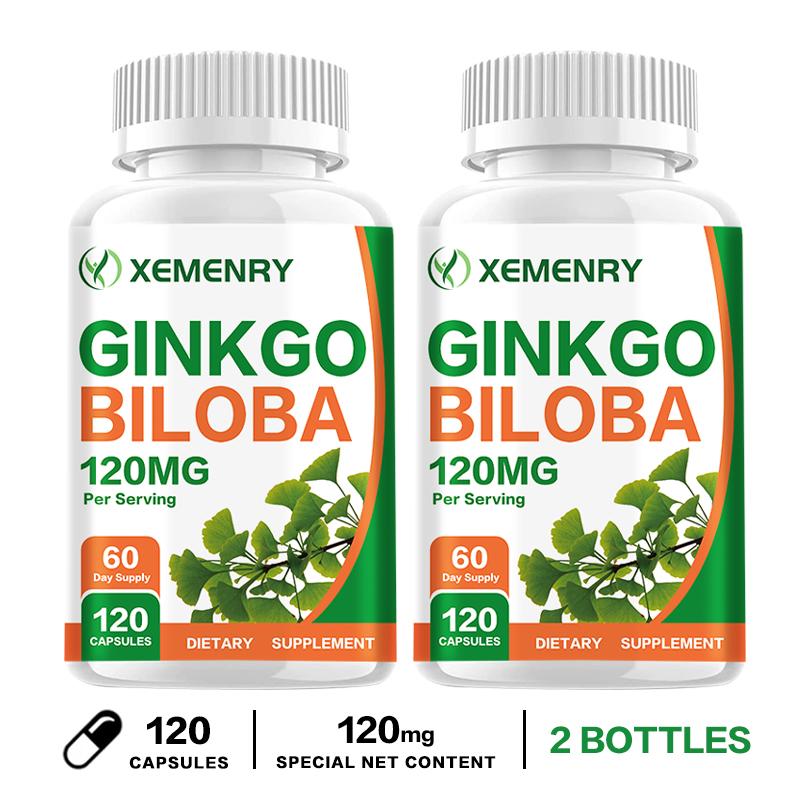Ginkgo biloba extract capsules, 120mg per serving, high concentration of ginkgo essence, suitable for both men and women.