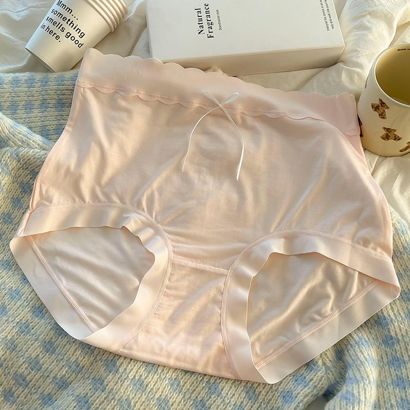 Plus Size Women's Panties High Waist Belly Lift Hip Breathable Simple Bow Underwear
