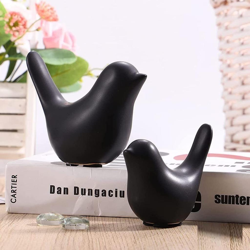 Creative Black Birds Matte Figurines Home Decorations Accessories (Pack of 2, Black)