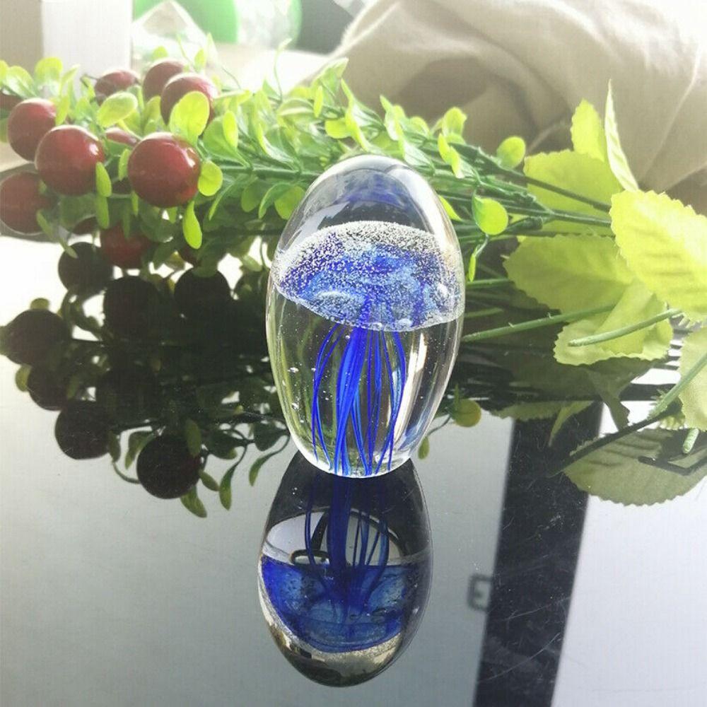 Craft Jellyfish Figurines Crystal Glass Craft Paperweight Table Ornaments Table Top Decor