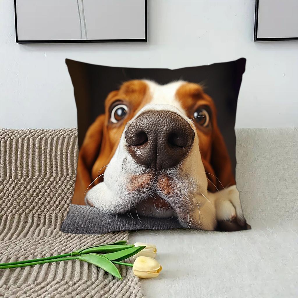 1Pc Basset Hound Cushion Covers Bedroom Sofa Square Pillowcase Living Room Chair Pillow Covers Print Home Decor Gift