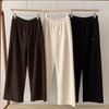 2024 Korean Wool-Blend Wide-Leg High-Waist Pants for Women - Autumn Edition with Velvet Lining