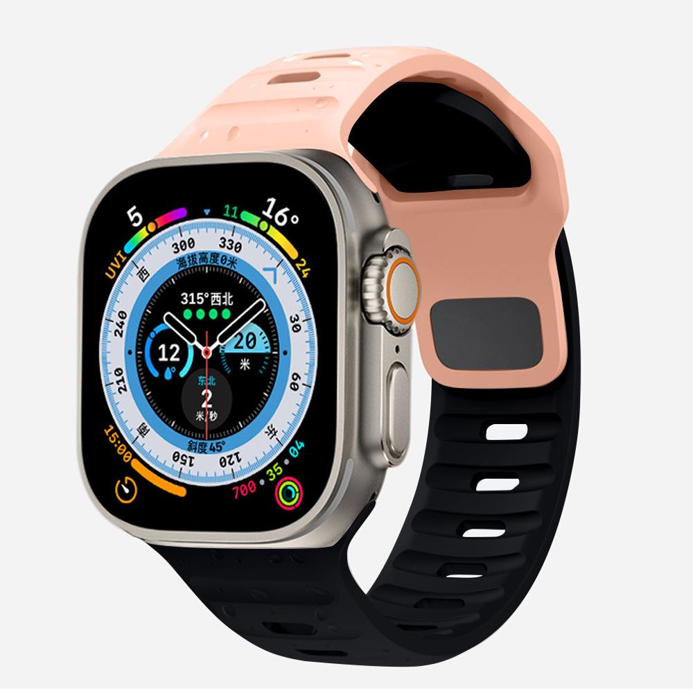 Спортивный ремешок для Apple Watch Ultra 9 8 7 6 SE 5, мягкий силиконовый легкий браслет-ремешок для iWatch 38 мм, 40 мм, 42 мм, 44 мм, 45 мм, 49 мм