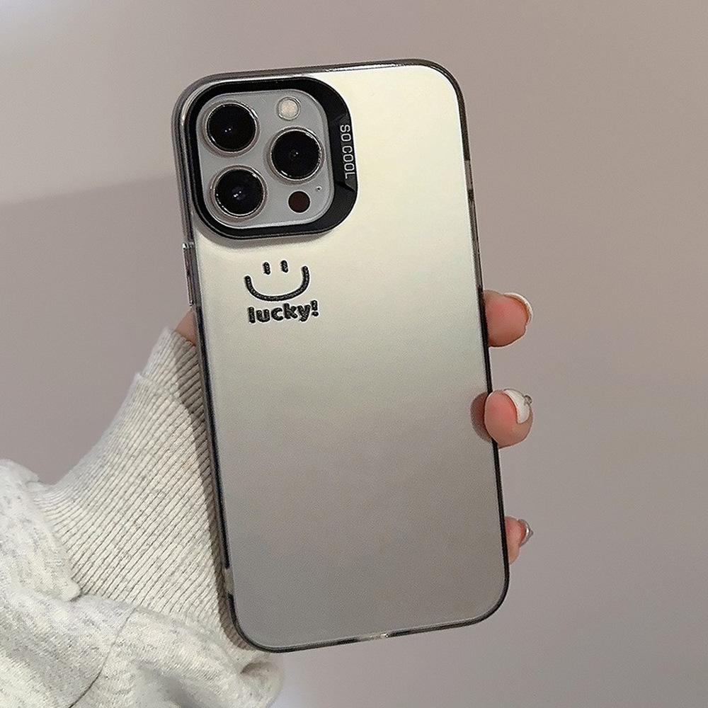 Electroplated smiley face iPhone 16 case suitable for 15 Pro Max, 12, Apple 13, high-end feel, 17 shockproof, 14 personalized