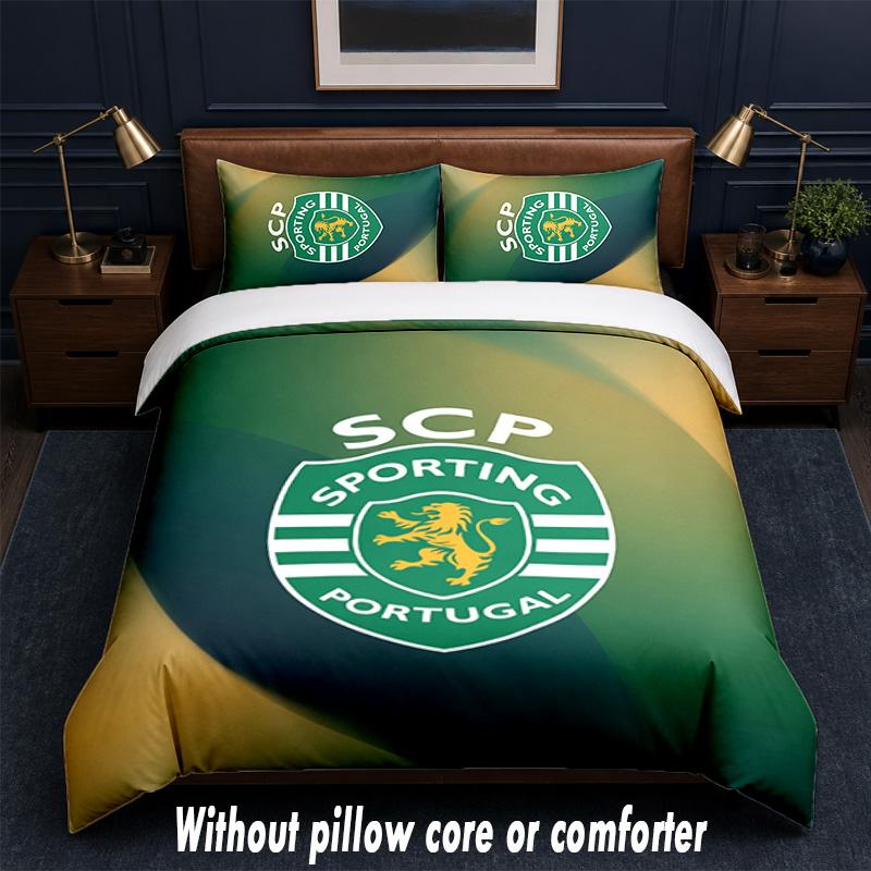Sporting CP FC Design Bed Bedding Set 1 Duvet Cover + 2 Pillowcases Soft Breathable Household Bed Linens