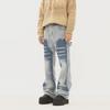 2024 Мужские модные американские джинсы High Street Washed Ink Destroyed с двухцветной строчкой Loose Straight