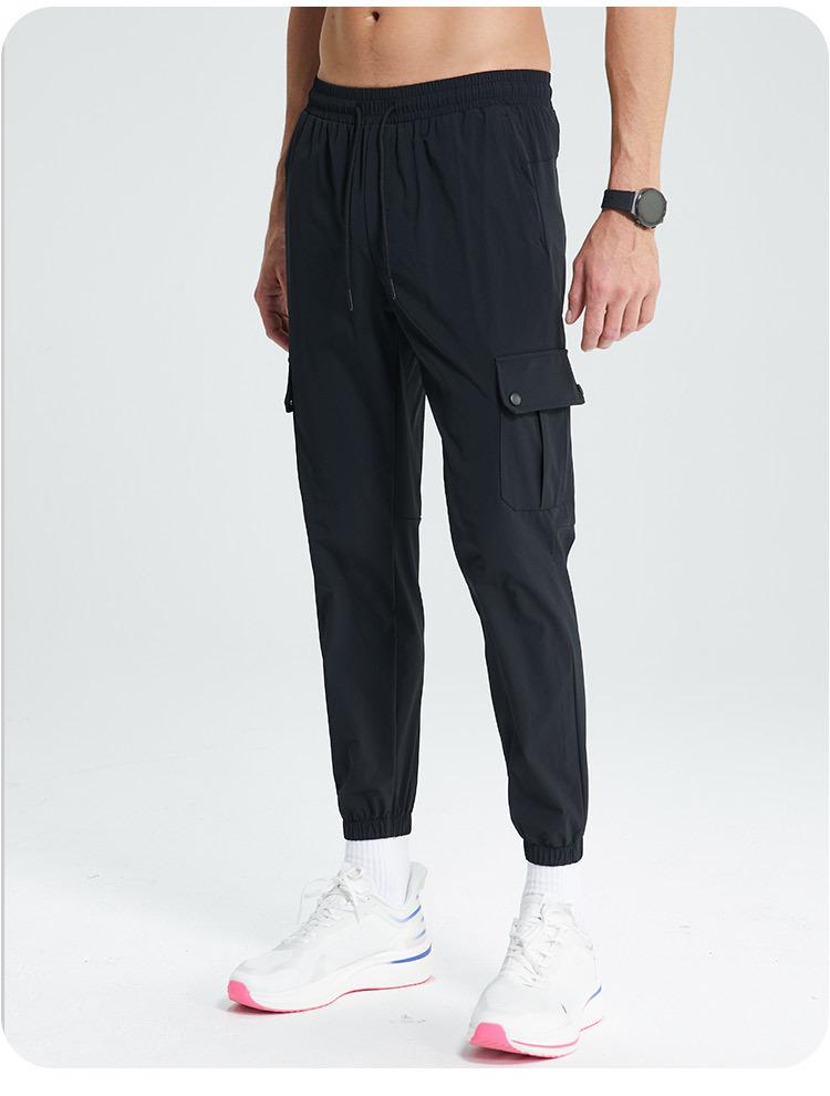 Мужские летние быстросохнущие эластичные спортивные брюки, свободного кроя, тянущиеся в четырех направлениях, манжеты на щиколотках, повседневная одежда для фитнеса