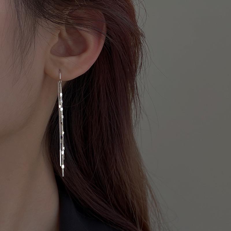 S925 Sterling Silver Tassel Earrings for Women - New 2024 Long Cold Style