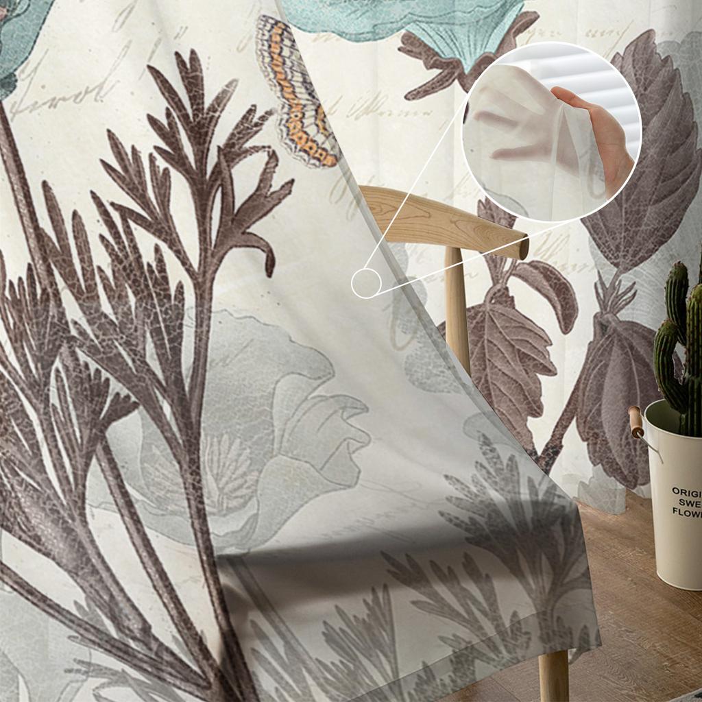 Винтажные прозрачные шторы с цветком тюльпана и бабочкой для гостиной, спальни, детской комнаты, тюлевые занавески для окон