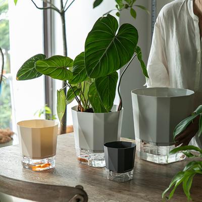 Самополивающийся горшок для растений с боковым портом для долива воды Прозрачный резервуар Современный цветочный горшок с фитильными веревками для декора дома и офиса