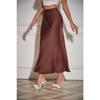 Satin High Waist Drawstring Tie Solid Color Halter Skirt