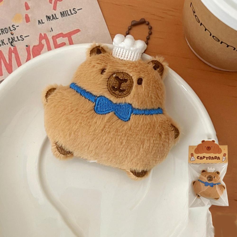 Croissant Capybara Pendant Decoration Plush Bread Key Chain Cute Bag Pendant Unisex