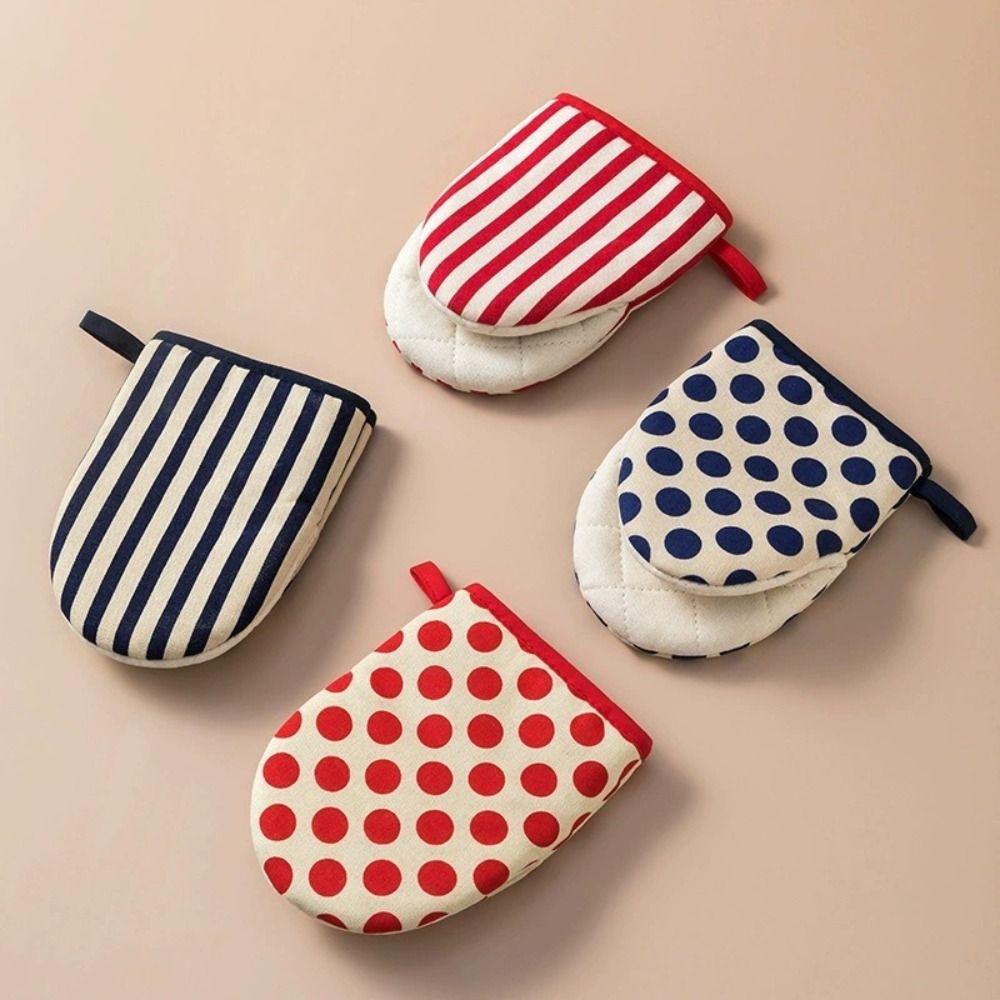 2pcs/set Anti-Scald Microwave Safe Gloves Polka Dot Baking Gloves Heat-Resistant Oven Mitts  Cooking