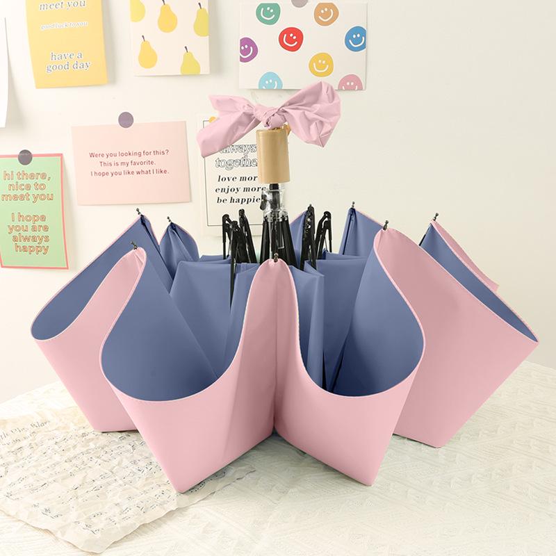 Women's Dual-Use UV-Blocking Ice Cream Color Sun & Rain Umbrella