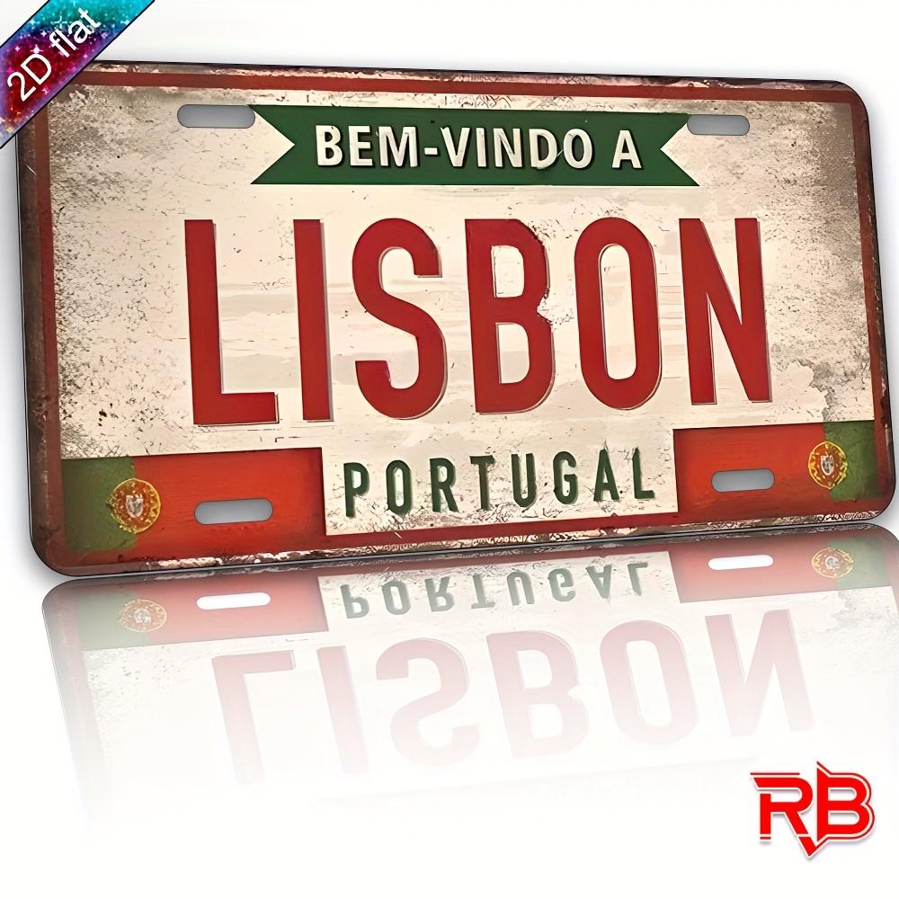 AL Sign Vintage Durable Metal Plaque Wall Decor Lisbon Portugal Retro Travel City Wall Art