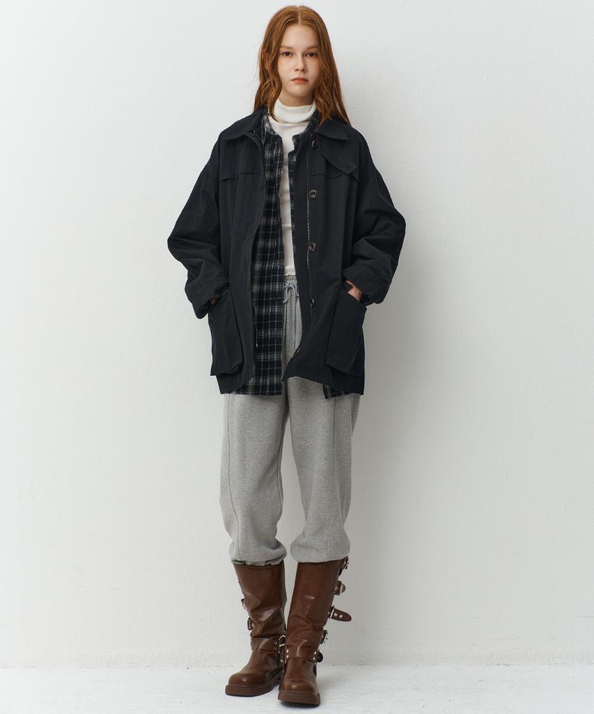 RAVEROUS Oversized Check Shirt_Black