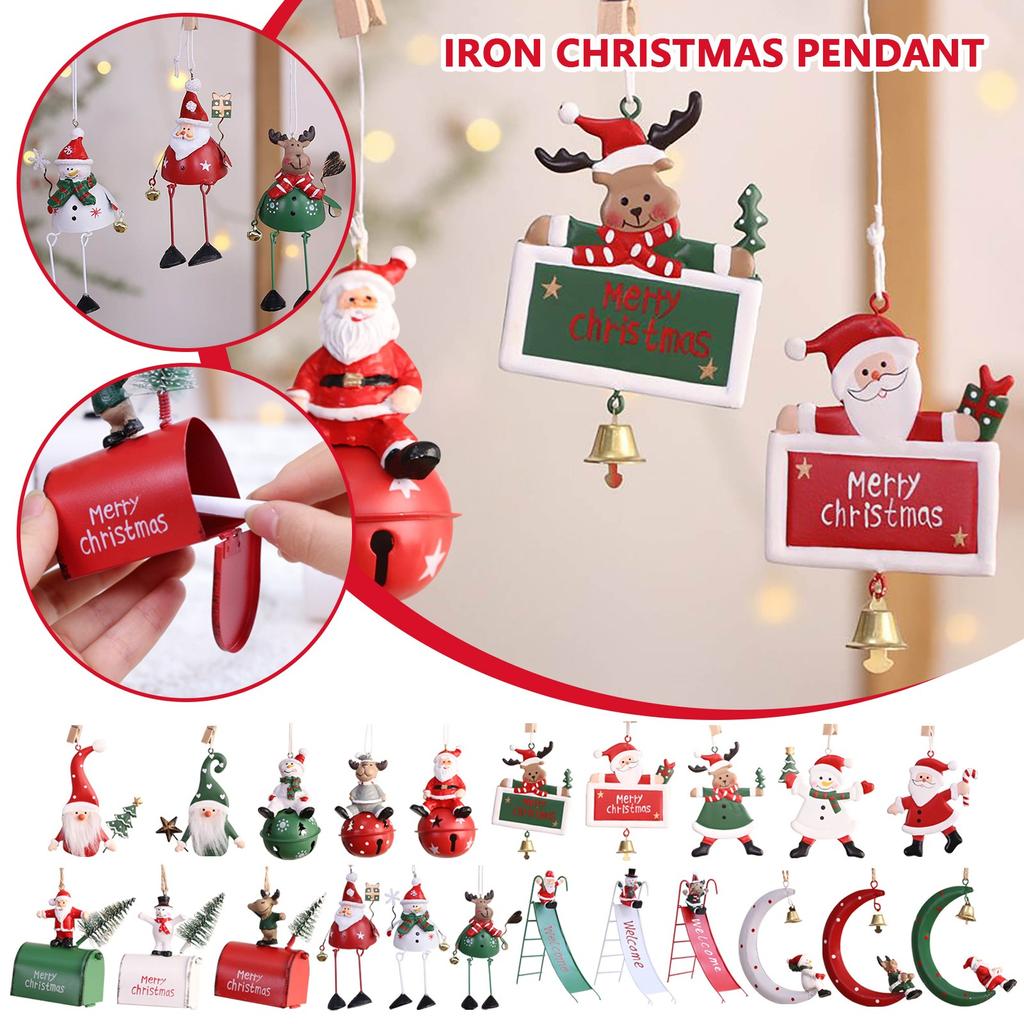 Железные рождественские подвески Санта-Клаус Снеговик Металлические подвески Реквизит Украшения для рождественской елки Украшения