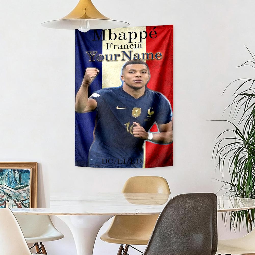 Mbappe Custom Your Name Wall Decor Tapestry Art For Pet Memorial Birthdaywedding Party Backdrop Family Gift