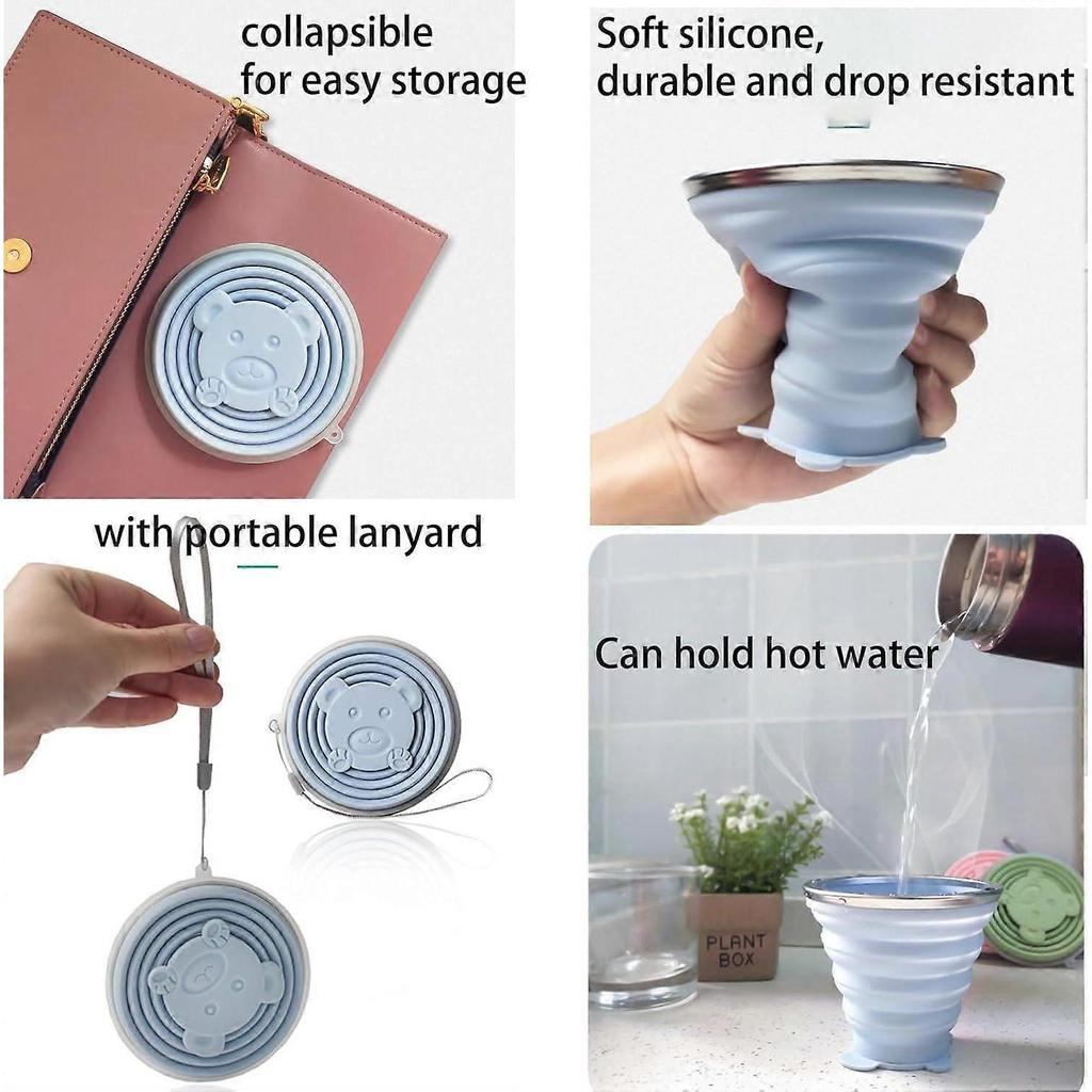 2025 Latest Model 2 Pack Silicone Collapsible Cups for Traveling, 320ml+320ml