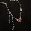 Gothic Irregular Red Heart Necklace Y2K Dark Love Ghost Claw Chain Necklaces Punk Grunge Aesthetic Egirl Branch Heart Necklace