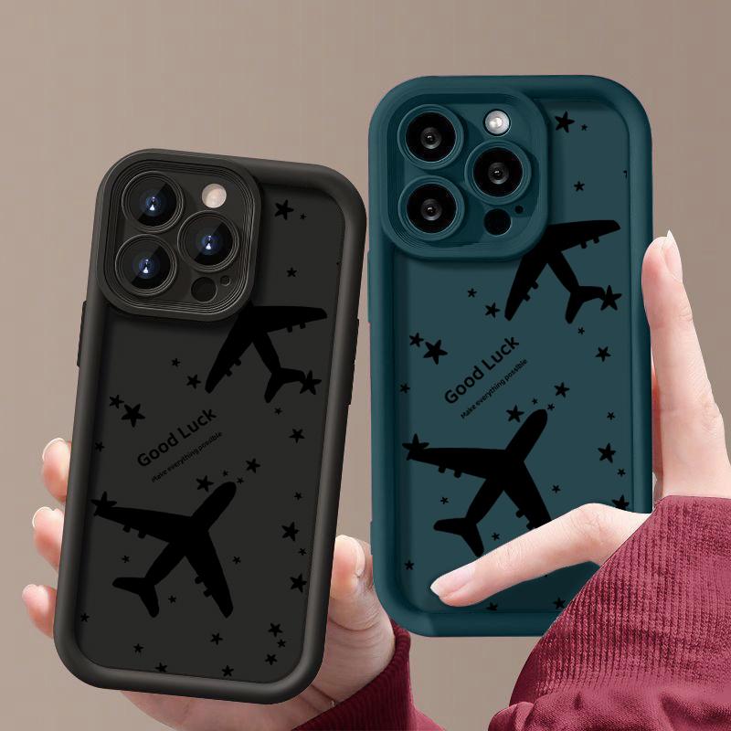 Чехол для iPhone 16 Pro 15 Pro Max 14 Plus 13 12 11 XR 8 с принтом самолета, мягкий силиконовый противоударный, защита объектива, ТПУ, матовый, чехол-накладка