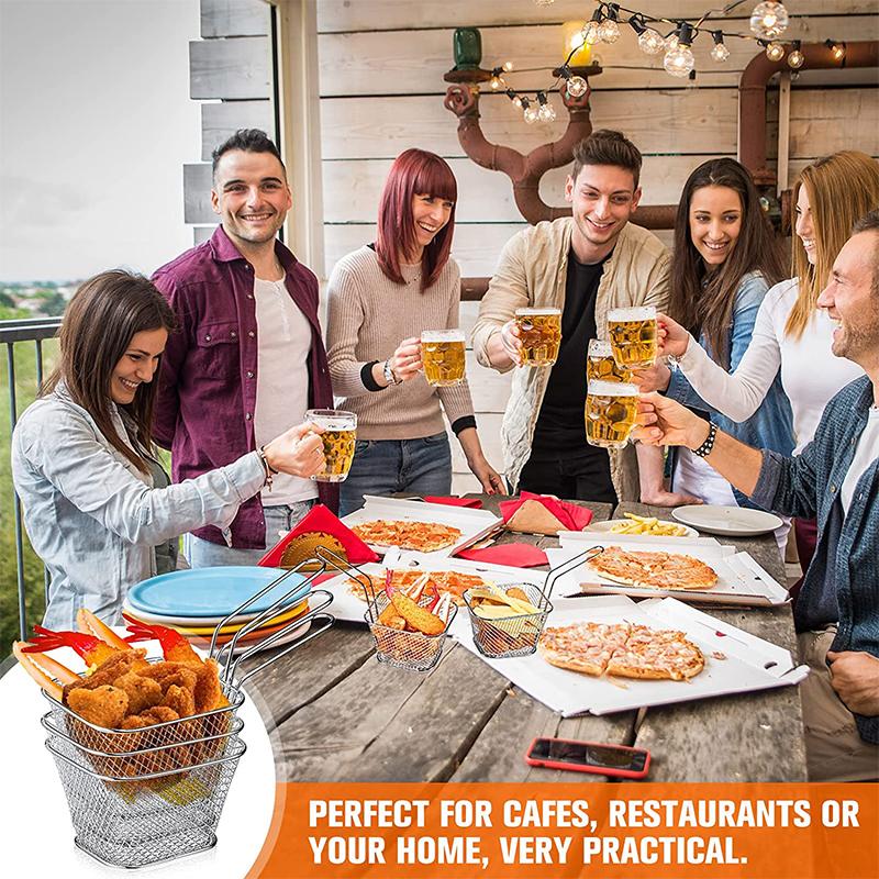 Корзина для картофеля фри Мини квадратная корзина для жарки с ручкой из нержавеющей стали Корзина для жарки чипсов во фритюре Сетчатая корзина для жарки чипсов JT94