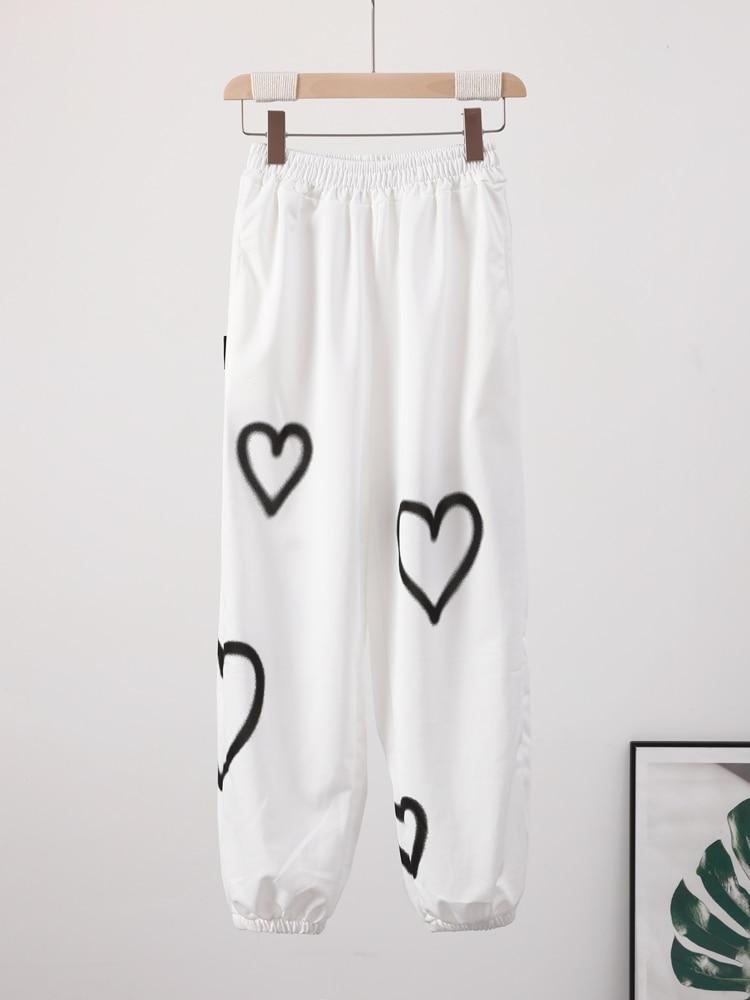 Streetwear Hip Hop Women's Pants Oversize High Waist Female Sweatpants Summer Heart Chic Harajuku Korean Lady Trousers