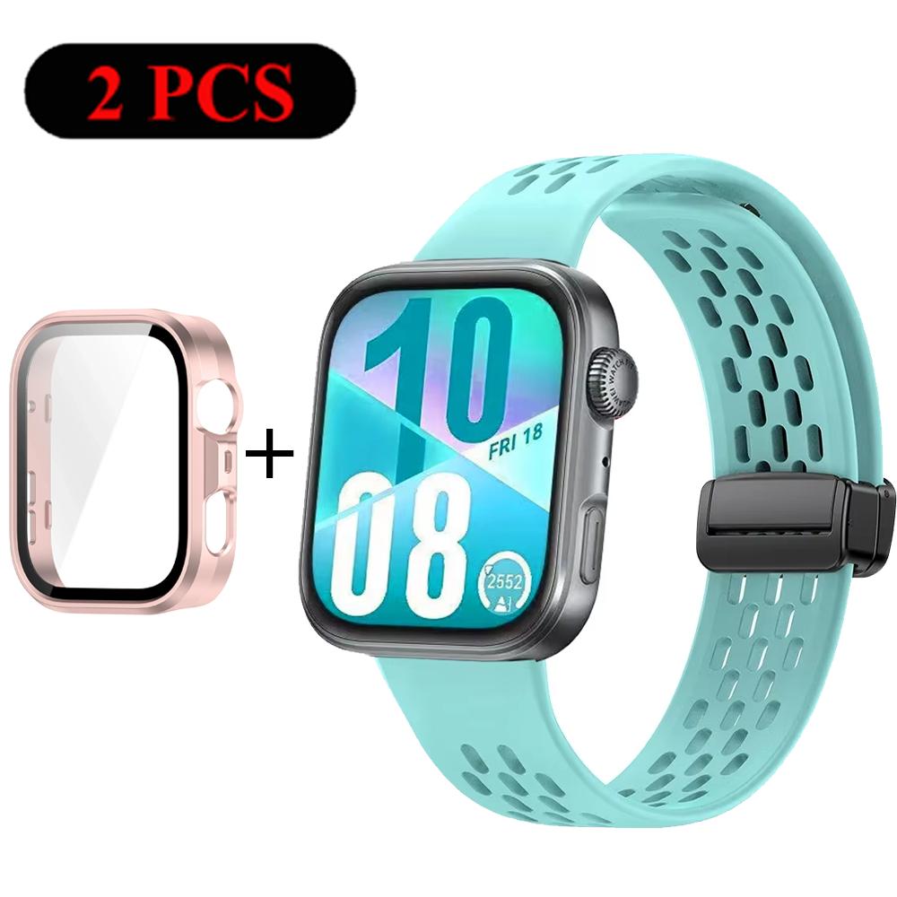 Ремешок+Чехол Силиконовый Ремешок для Huawei Watch Fit 4 Pro Fit 4 Удобный Браслет для Huawei Watch Fit 3 Дышащий Ремешок ПК Оболочка