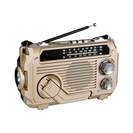 Solar Hand Crank Emergency Radio Rechargeable Waterproof Bluetooth-compatible Speaker AM/FM Solar Powered