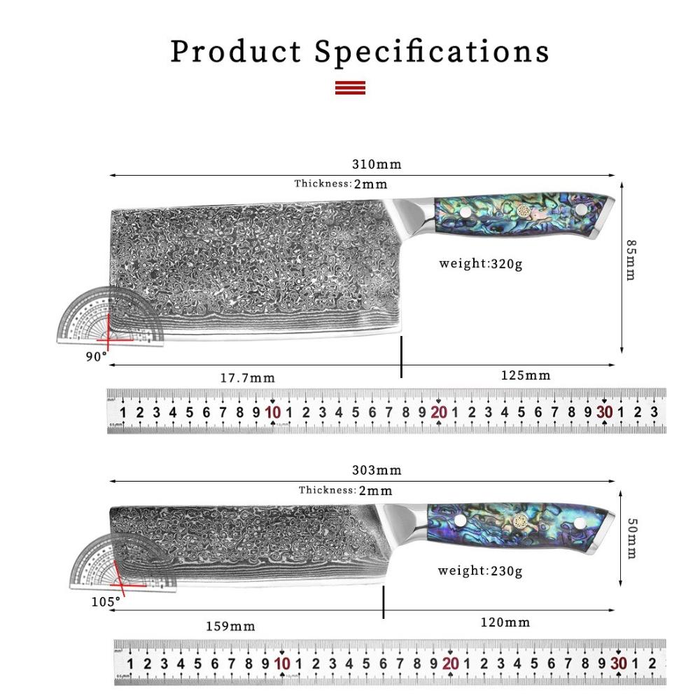 67-Layer Damascus Steel Kitchen Knife, 60-62 HRC High Hardness Sharp Slicing Knife, Vacuum Heat Treated Chef Knife for Fruit Vegetable Meat Prep