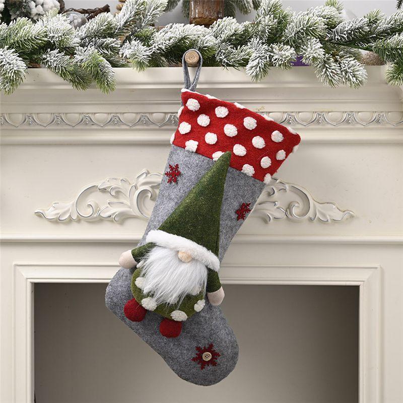 Cozy And Durable Gnome Santa Claus Christmas Stocking For Tree Hanging And Gifts