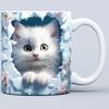 3D Graphic Painting Kitten Cat Cat Snowflake Hole Ceramic Coffee Mark Cup Tea Cup New Hollow