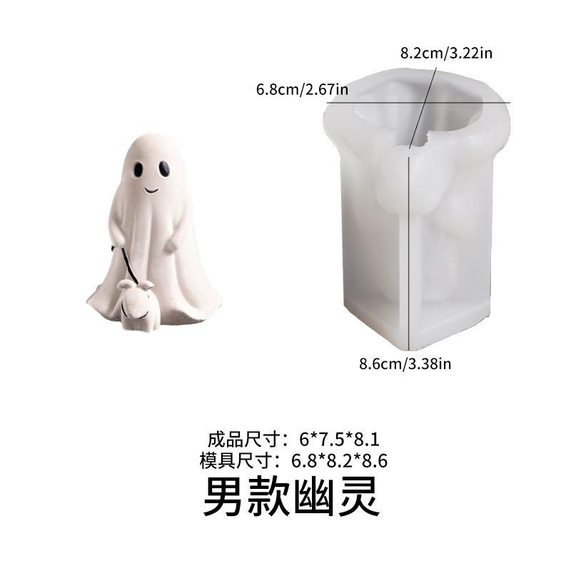 Halloween Ghost Walking Dog Silicone Mold Funny Ghost Walking His Ghost Dog Halloween Ghost Dog Suitable for Making Candles