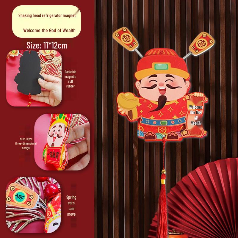 Трехмерный магнит Бога богатства: Праздничное новогоднее украшение для горшечных растений и гостиных