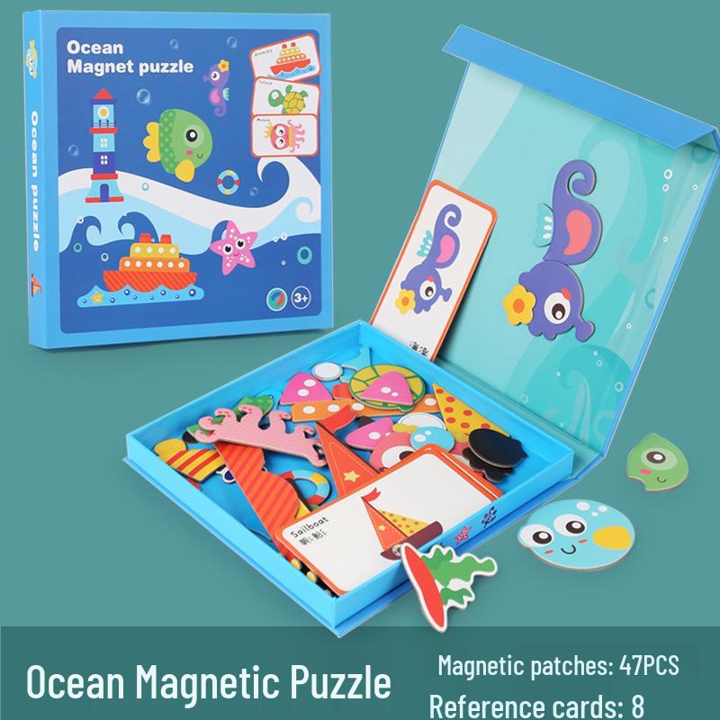 Cross-Border Children's Magnetic Educational Puzzle Set: Transportation, Characters, Ocean & Dress-Up Themes