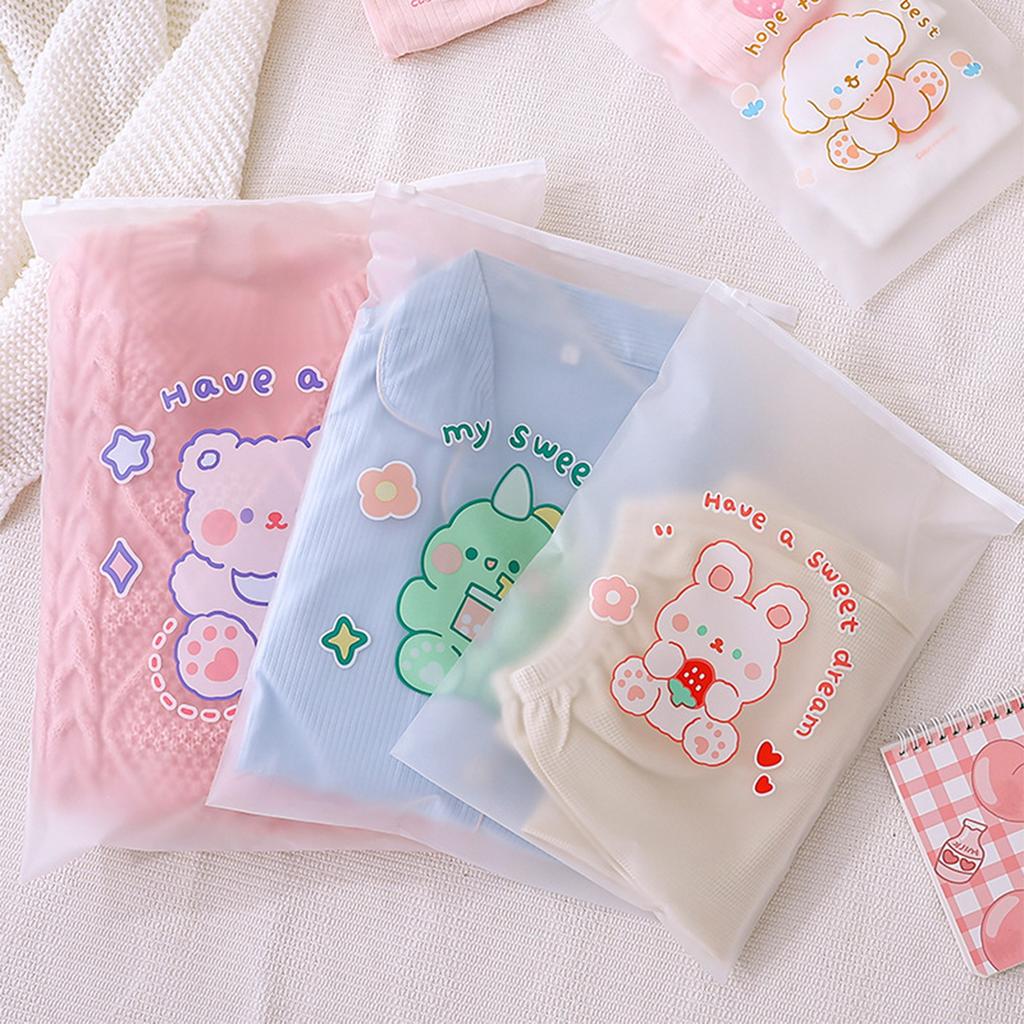 2 шт. сумка для хранения одежды, дорожная мультяшная детская прозрачная сумка для одежды на молнии, симпатичная утолщенная матовая сумка для нижнего белья