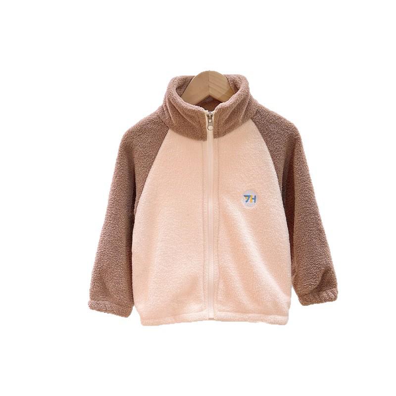 Детская плюшевая стеганая куртка - Кардиган на молнии с воротником-стойкой для мальчиков и девочек, Осень/Зима, Длинный рукав, Теплая домашняя одежда.