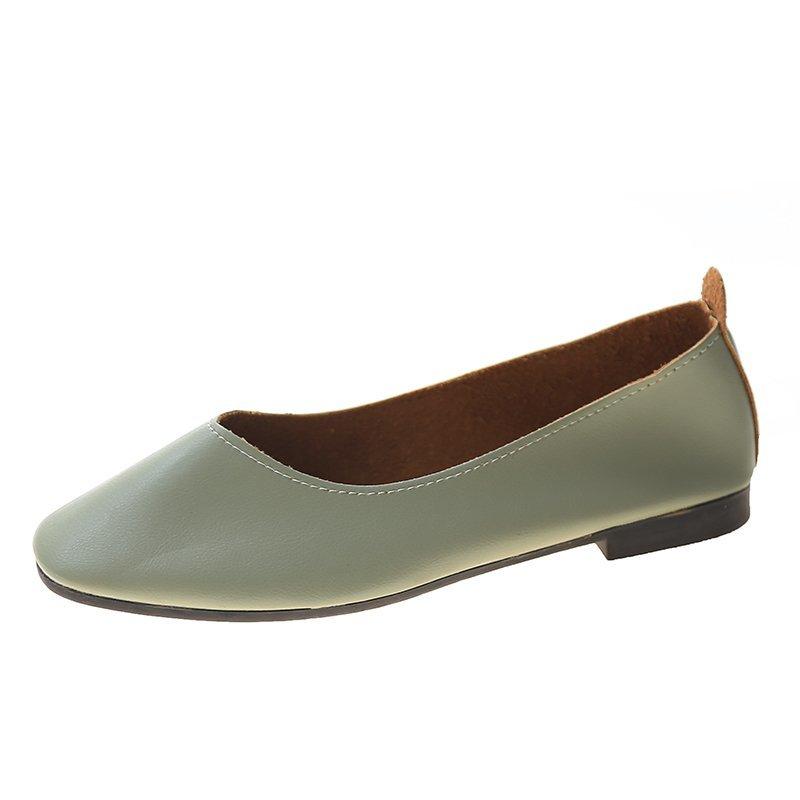 Женская мода удобные мягкие кожаные туфли без застежек на плоской подошве женская повседневная однотонная обувь женская ретро-туфля